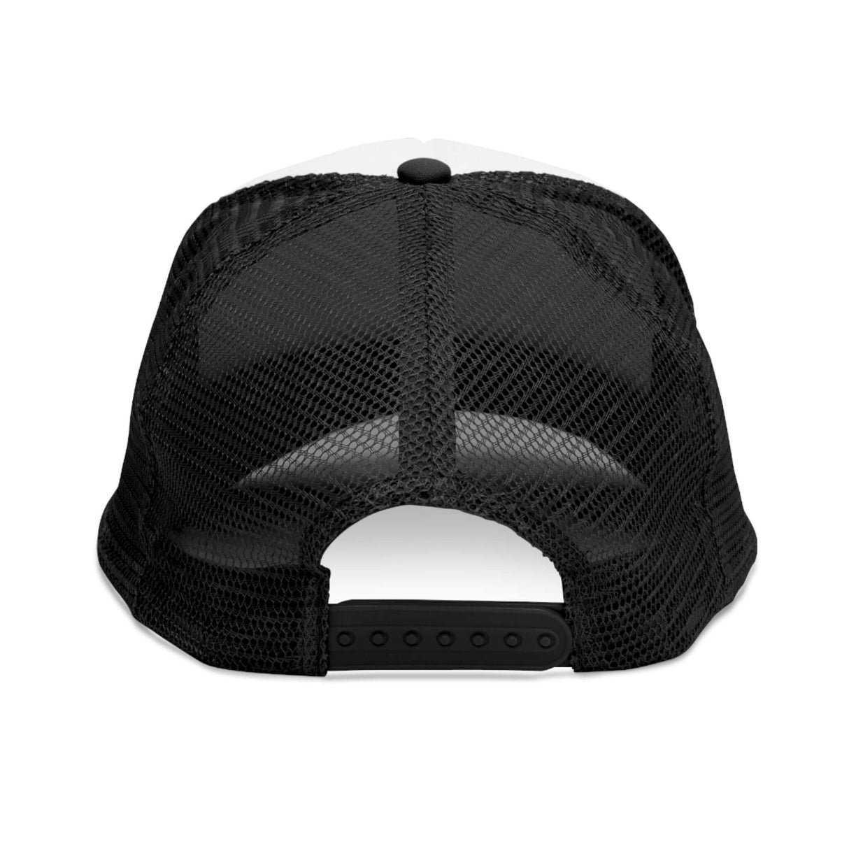 Back view of Warrior's Pride 'Dad of War' mesh cap showcasing adjustable black mesh and snap closure for a comfortable fit.