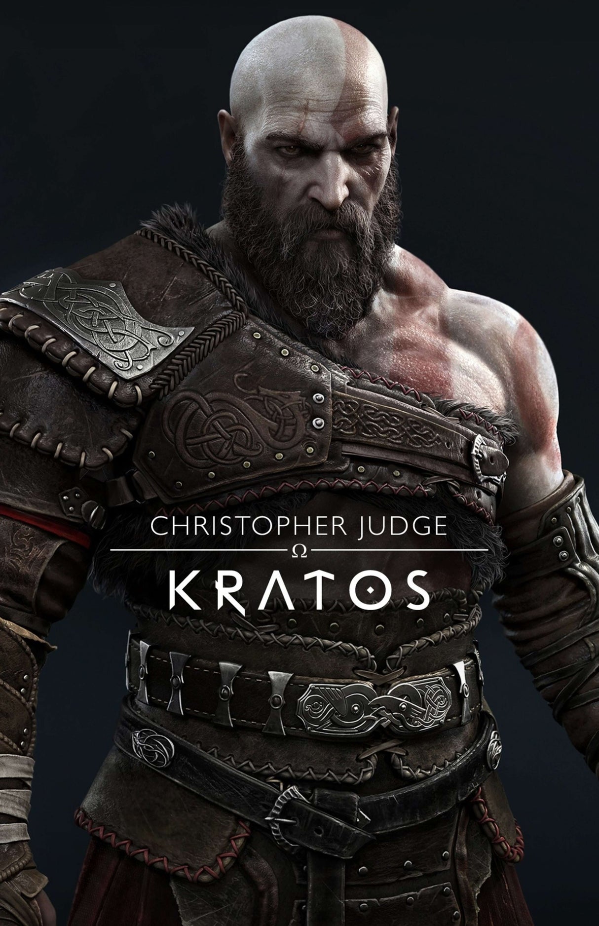 Kratos poster featuring signature by Chris Judge, 11"x17" dimensions, showcasing detailed character design.