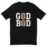 Heroic Essence 'GOD BOD' Shirt with Greek athlete silhouettes in ancient font design.