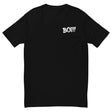 Black 'BOI!!!' T-shirt featuring a minimalistic design, inspired by legendary mentor-protégé bond.