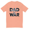 Thunderous 'Dad of War' Lightning Shirt with bold lightning letters on a coral background.