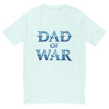 Legendary 'Dad of War' warrior shirt in cool blue with striking text design inspired by ancient legends.