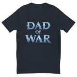 Legendary Dad of War Warrior Shirt with Blue Emblazoned Text on Black Fabric