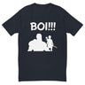 "Legacy Bond BOI!!! Warrior's Shirt featuring powerful warrior and young archer silhouette on a black t-shirt"