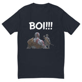 Mentor's Call 'BOI!!!' shirt featuring a warrior and a young archer silhouette, highlighting mentorship and growth.