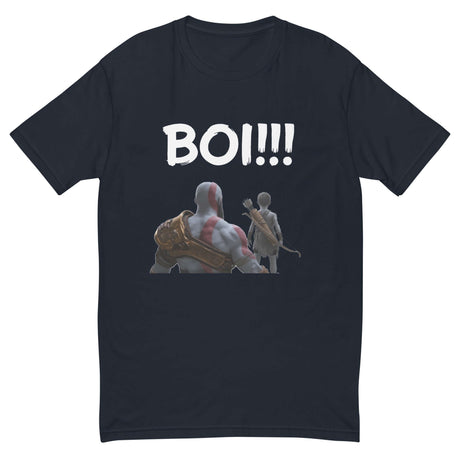 Mentor's Call 'BOI!!!' shirt featuring a warrior and a young archer silhouette, highlighting mentorship and growth.