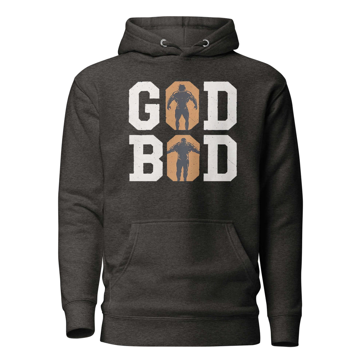 Olympian Strength 'GOD BOD' Hoodie with Greek font and athlete silhouettes, inspired by ancient gods and Chris Judge's iconic roles.