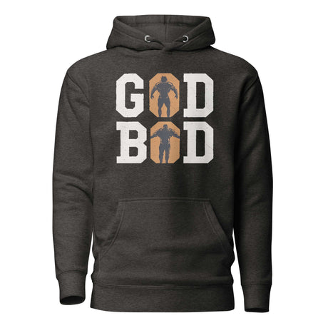 Olympian Strength 'GOD BOD' Hoodie with Greek font and athlete silhouettes, inspired by ancient gods and Chris Judge's iconic roles.