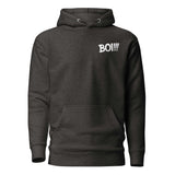 Legendary 'BOI!!!' Hoodie in dark gray, inspired by growth and mentorship, with bold white lettering on the chest.