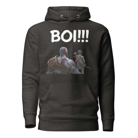 Epic Mentor 'BOI!!!' Hoodie with legendary mentor and protégé silhouette design, dark fabric, representing growth and adventure.