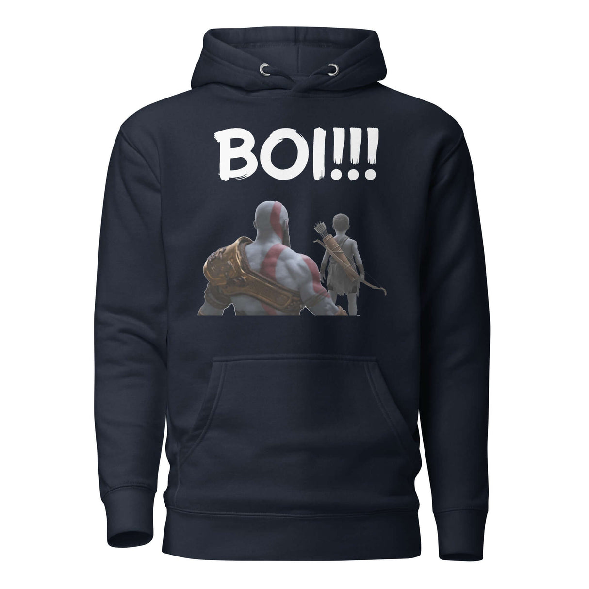 Epic Mentor 'BOI!!!' Hoodie featuring iconic mentor-protégé silhouette for fans of adventure and growth.