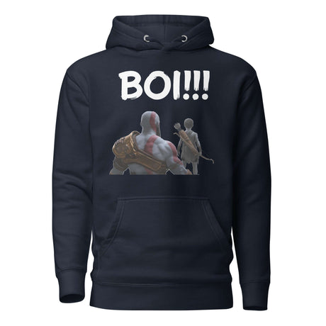 Epic Mentor 'BOI!!!' Hoodie featuring iconic mentor-protégé silhouette for fans of adventure and growth.