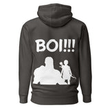 Legendary Journey 'BOI!!!' Hoodie featuring mentor and protégé silhouettes, quiver and bow design, inspired by Chris Judge.