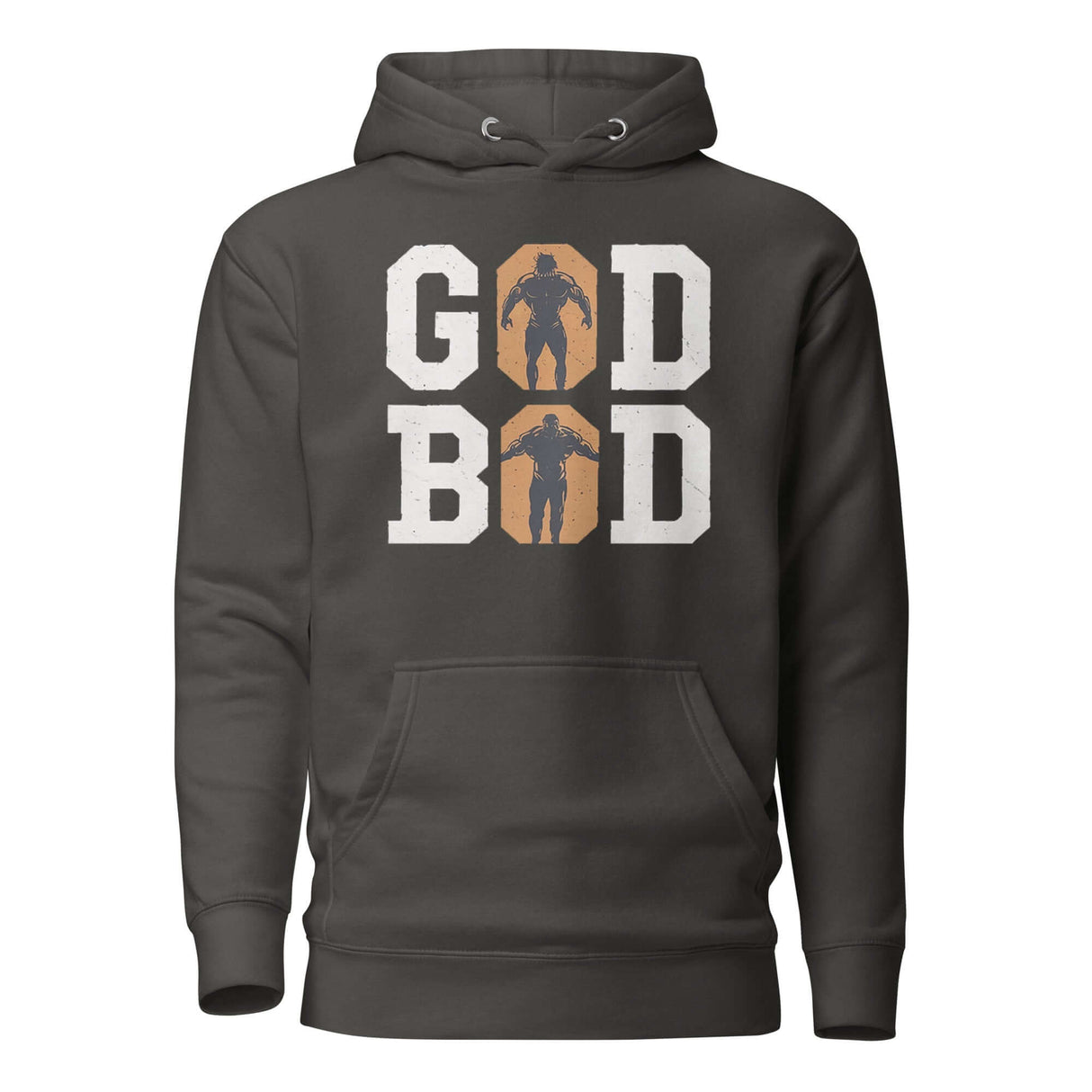 Olympian Strength GOD BOD hoodie with ancient Greek font and athlete silhouettes